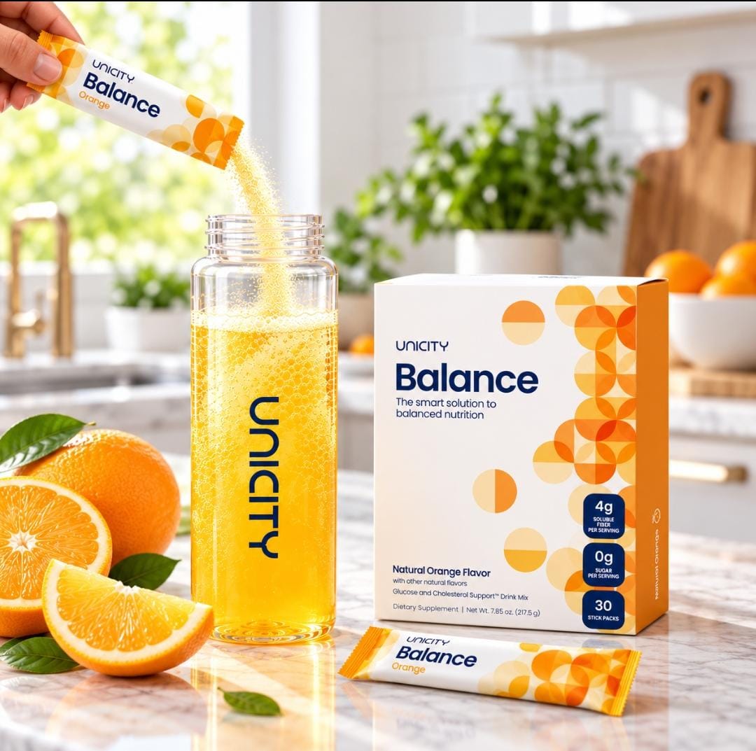 Unicity Balance Natural Orange Flavor – 30 Stick Packs | Daily Fiber Supplement