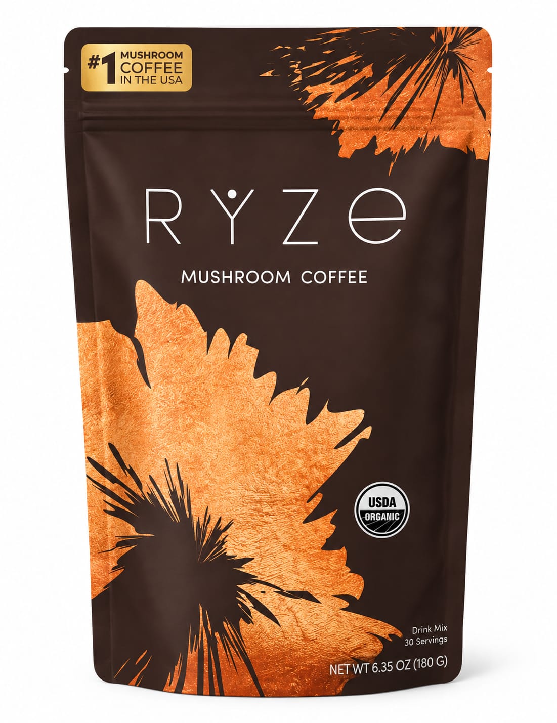 RYZE Mushroom Coffee – Pack of 3 | USDA Organic Mushroom Coffee Drink Mix | 90 Total Servings | 3 x 6.35 oz (180g)