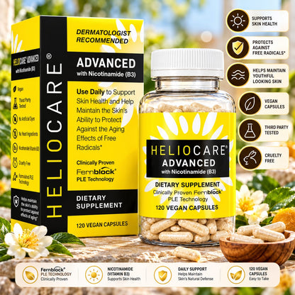 Heliocare Advanced with Nicotinamide (Vitamin B3) – 120 Vegan Capsules | Fernblock PLE Technology | Skin Health Dietary Supplement
