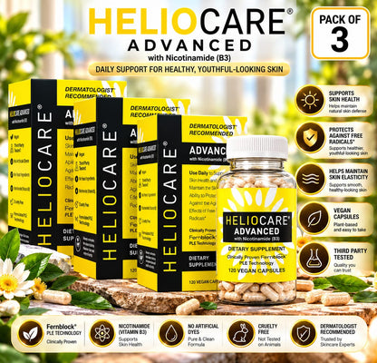 Heliocare Advanced with Nicotinamide (Vitamin B3) – Pack of 3 | 360 Vegan Capsules | Fernblock PLE Technology | Skin Health Supplement