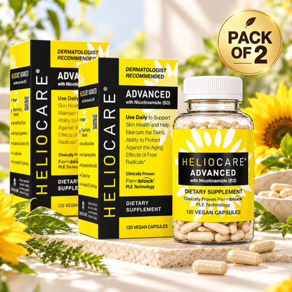 Heliocare Advanced with Nicotinamide (Vitamin B3) – Pack of 2 | 240 Vegan Capsules | Fernblock PLE Technology | Skin Health Supplement